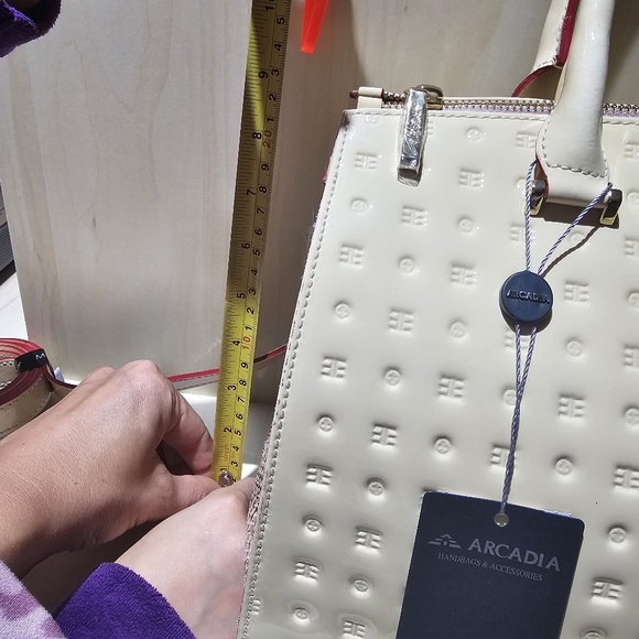Arcadia Cream Satchel with Pink Accents - Picture 7 of 12